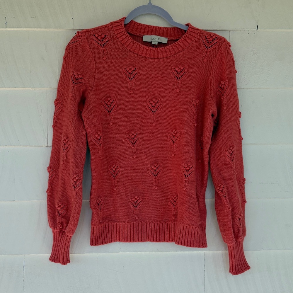 LOFT Women's Bobble Sweater in Salmon Pink